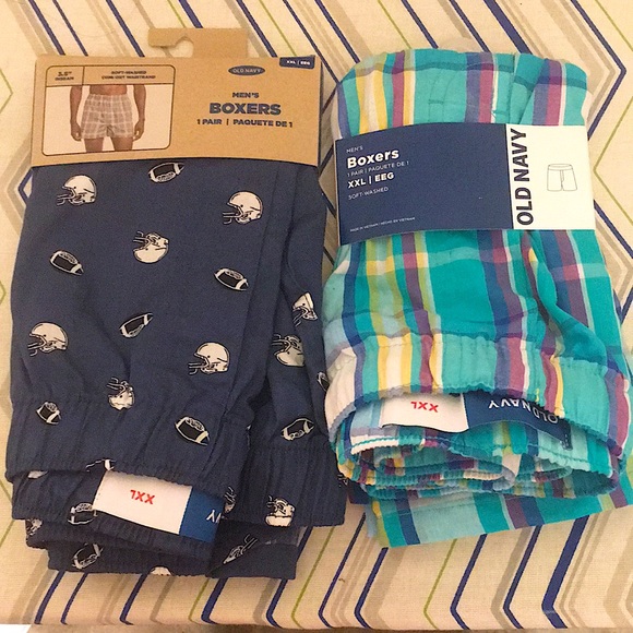 Old Navy Boxers Underwear for Men Plaid and Football Theme Lot of 2 XXL NWT New - Picture 1 of 11